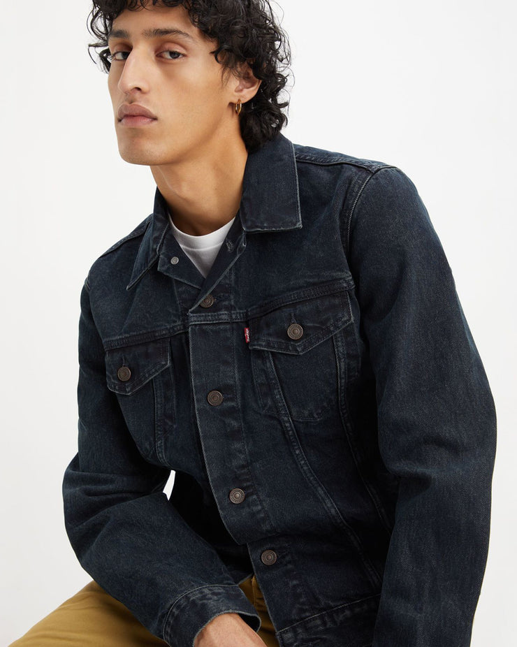 Black and blue denim jacket hotsell