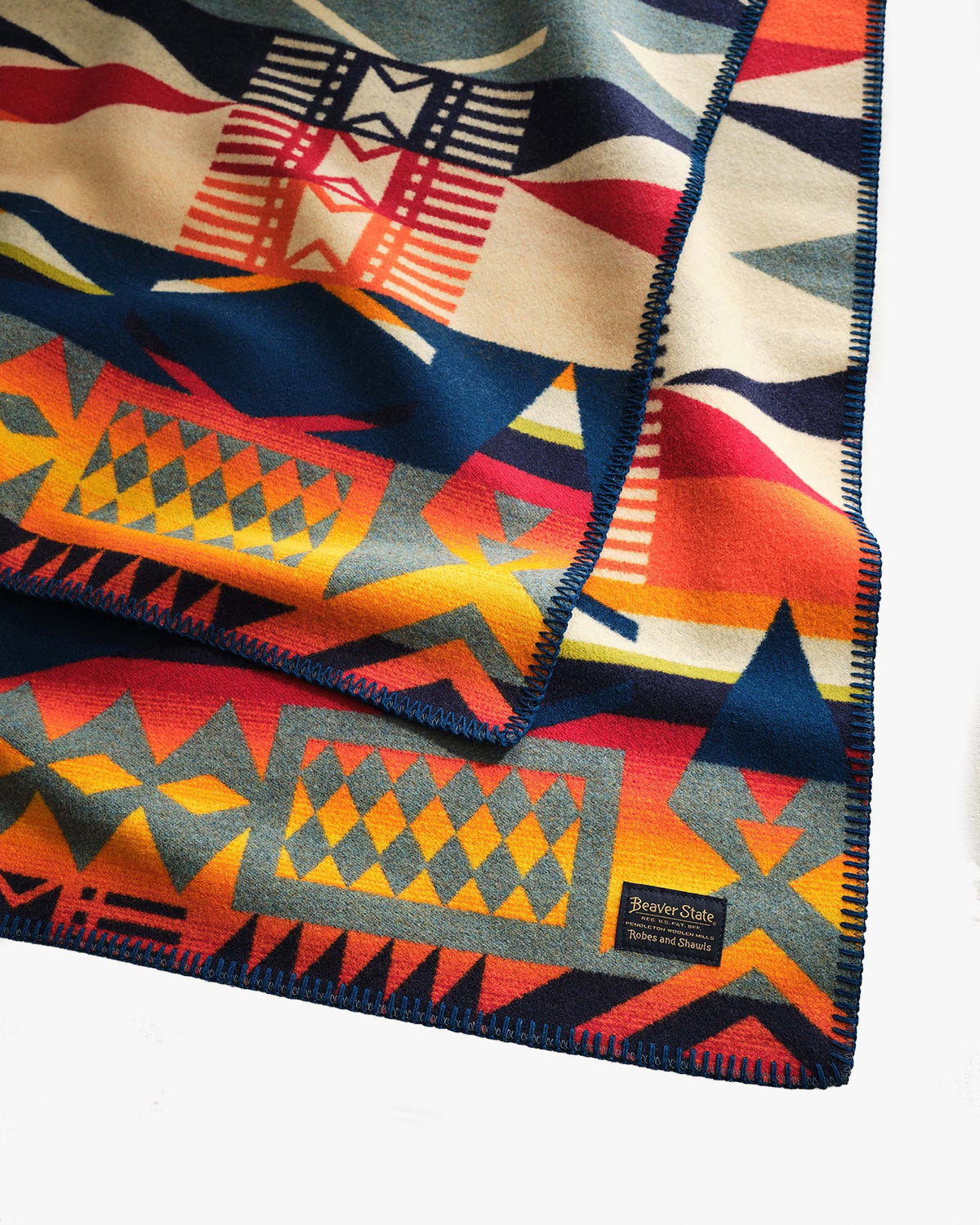 Pendleton Jacquard Unnapped Robe Wool Blanket - Fire Legend Sunset