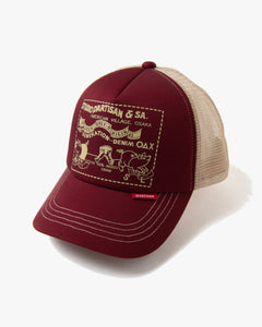 Studio D'Artisan 7582 Mesh Trucker Cap - Burgundy / Beige