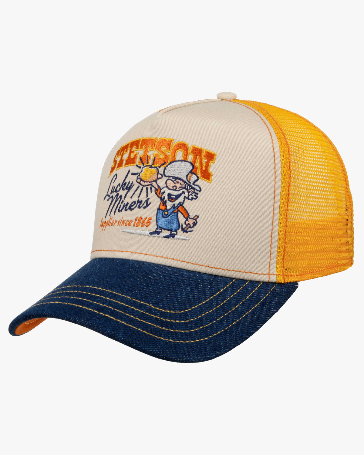 Stetson Lucky Miners Trucker Cap - Denim Blue / Off White | Stetson Hats | JEANSTORE