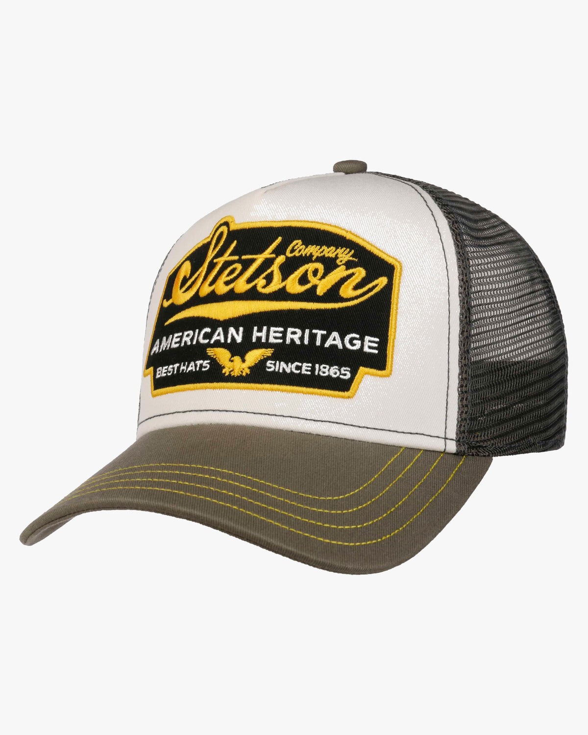 Stetson American Heritage Trucker Cap - Olive / White | Stetson Hats | JEANSTORE