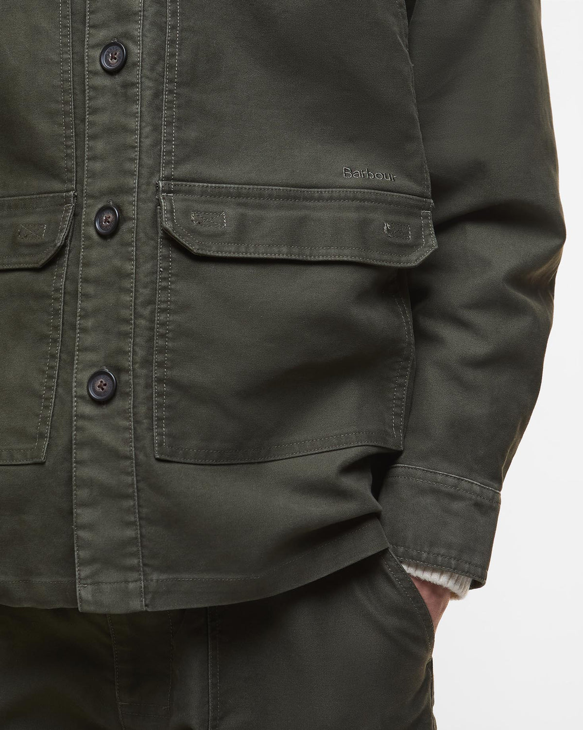 Barbour Heritage Newbirch Oversized Cotton Sateen Overshirt - Forest | Barbour Shirts | Jeanstore