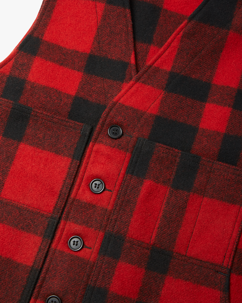 Filson Mackinaw Wool Vest - Red / Black Plaid