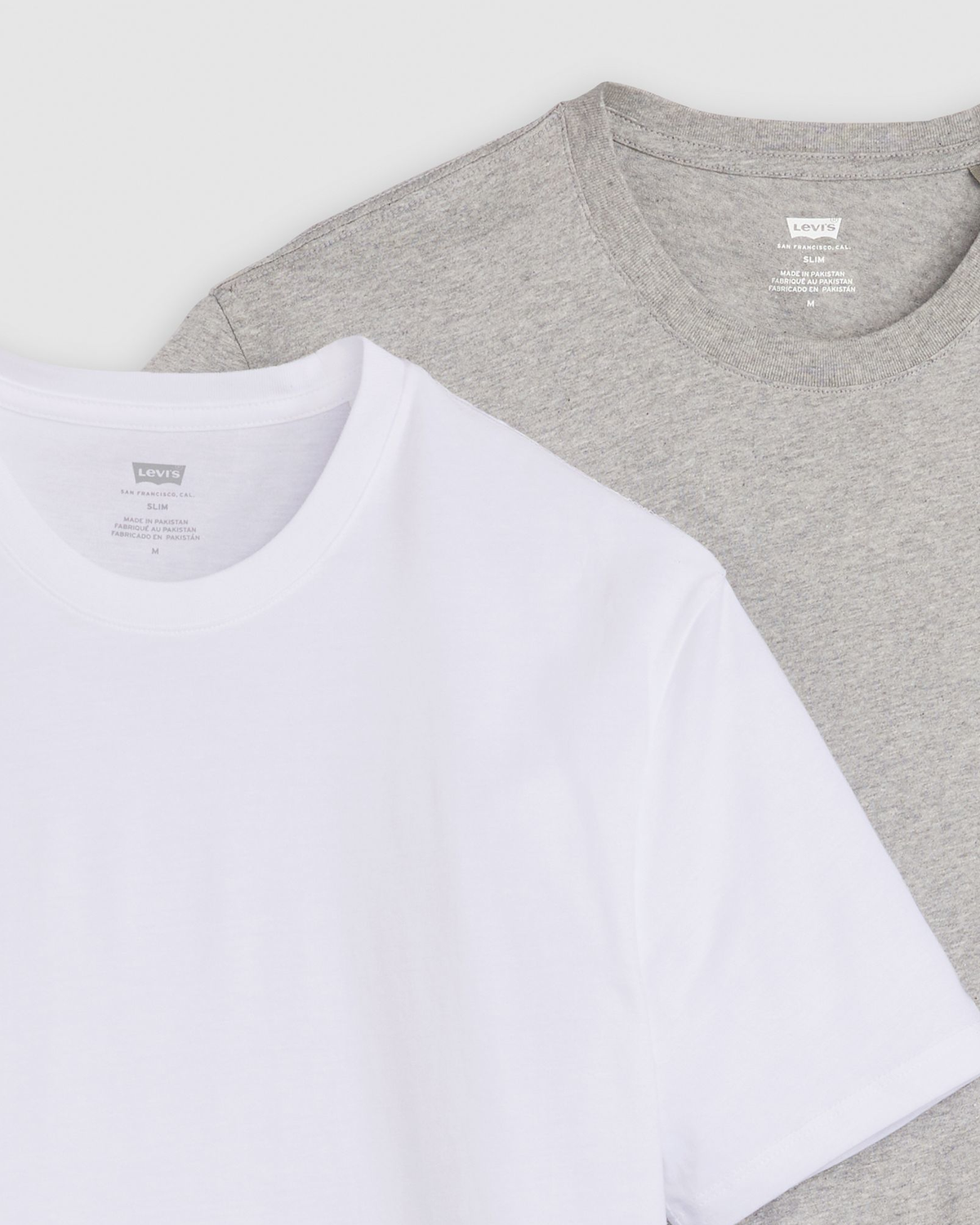 Levi's® Slim 2-Pack Crew Neck Tees - White / Medium Heather Grey | Levi's® T Shirts | JEANSTORE