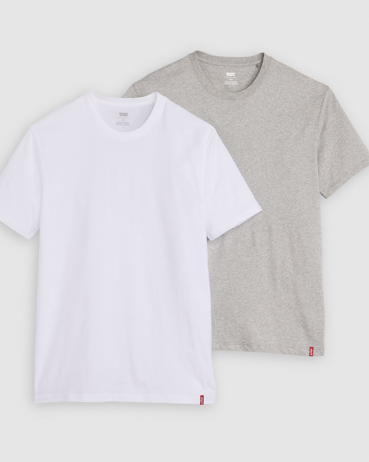 Levi's® Slim 2-Pack Crew Neck Tees - White / Medium Heather Grey | Levi's® T Shirts | JEANSTORE