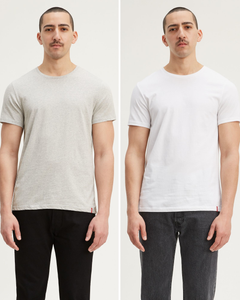 Levi's® Slim 2-Pack Crew Neck Tees - White / Medium Heather Grey