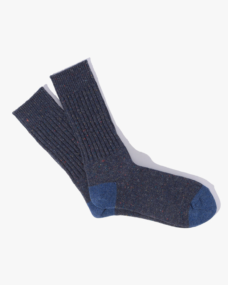 Anonymous Ism Tweed Nep Crew Socks - Navy