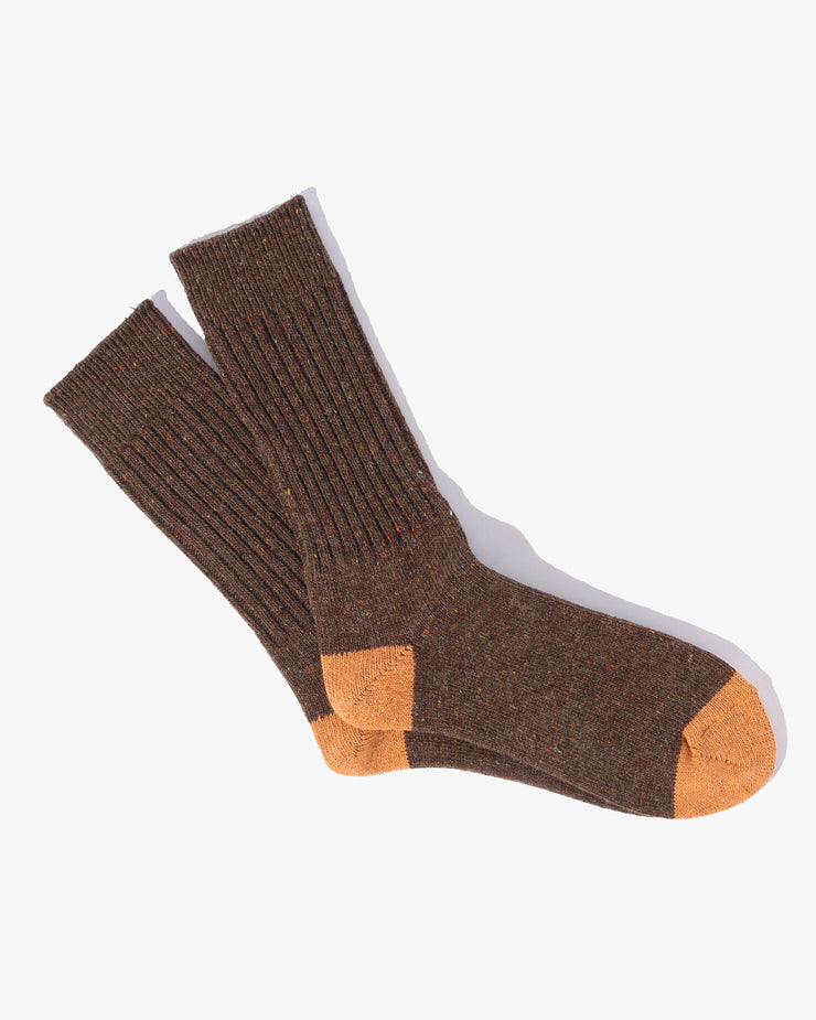 Anonymous Ism Tweed Nep Crew Socks - Brown