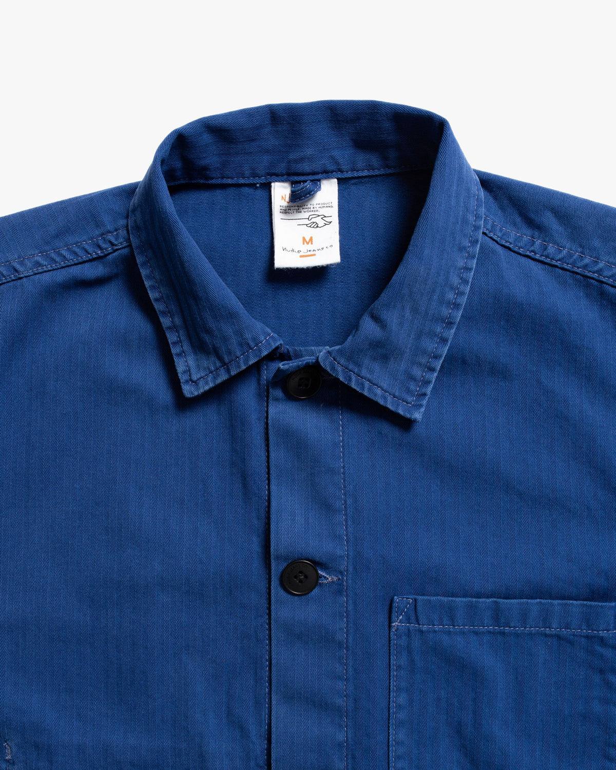 Nudie Jeans Buddy Herringbone Chore Jacket - Blue | Nudie Jeans Jackets & Coats | JEANSTORE