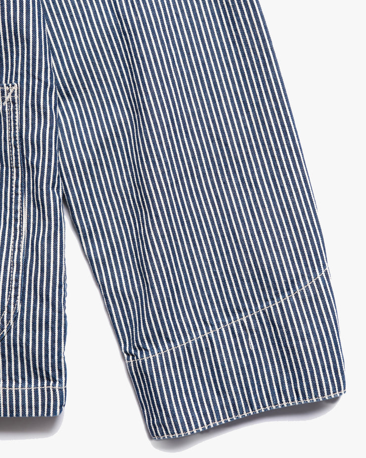 Nudie Jeans Howie Hickory Stripe Chore Jacket - Blue / Off White