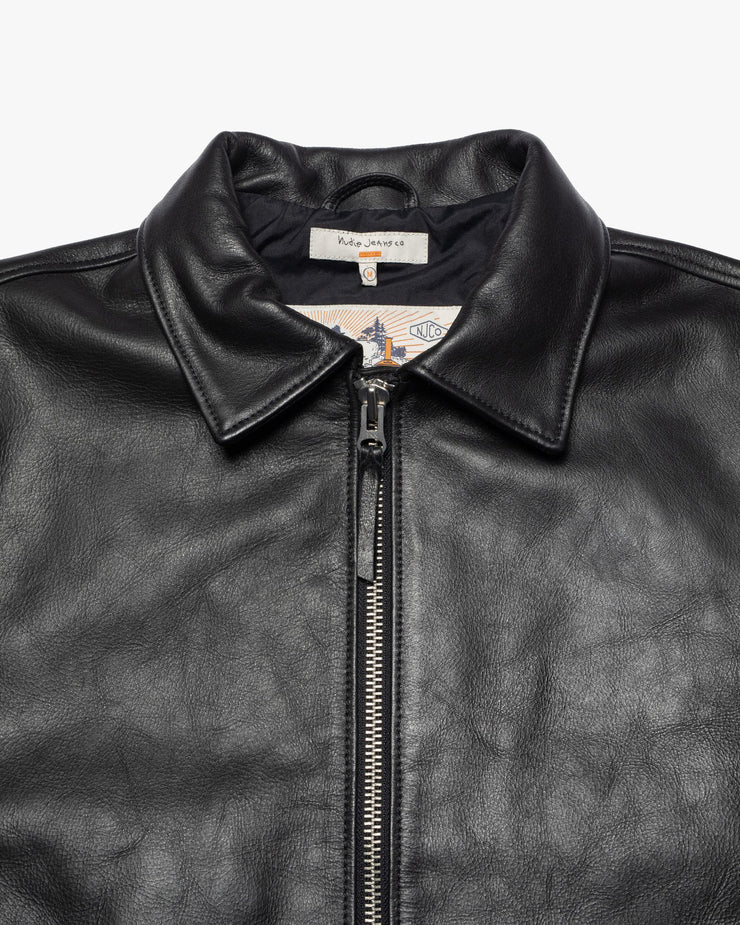 Nudie Jeans Eddy Rider Leather Jacket - Black