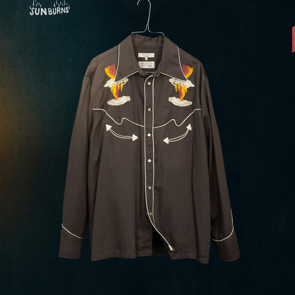 Nudie Jeans Gonzo Sunburns Cowboy Shirt - Black / Brown | Nudie Jeans Shirts | JEANSTORE