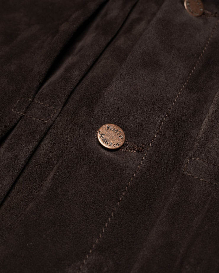 Nudie Jeans Dante II Suede Jacket - Dark Brown