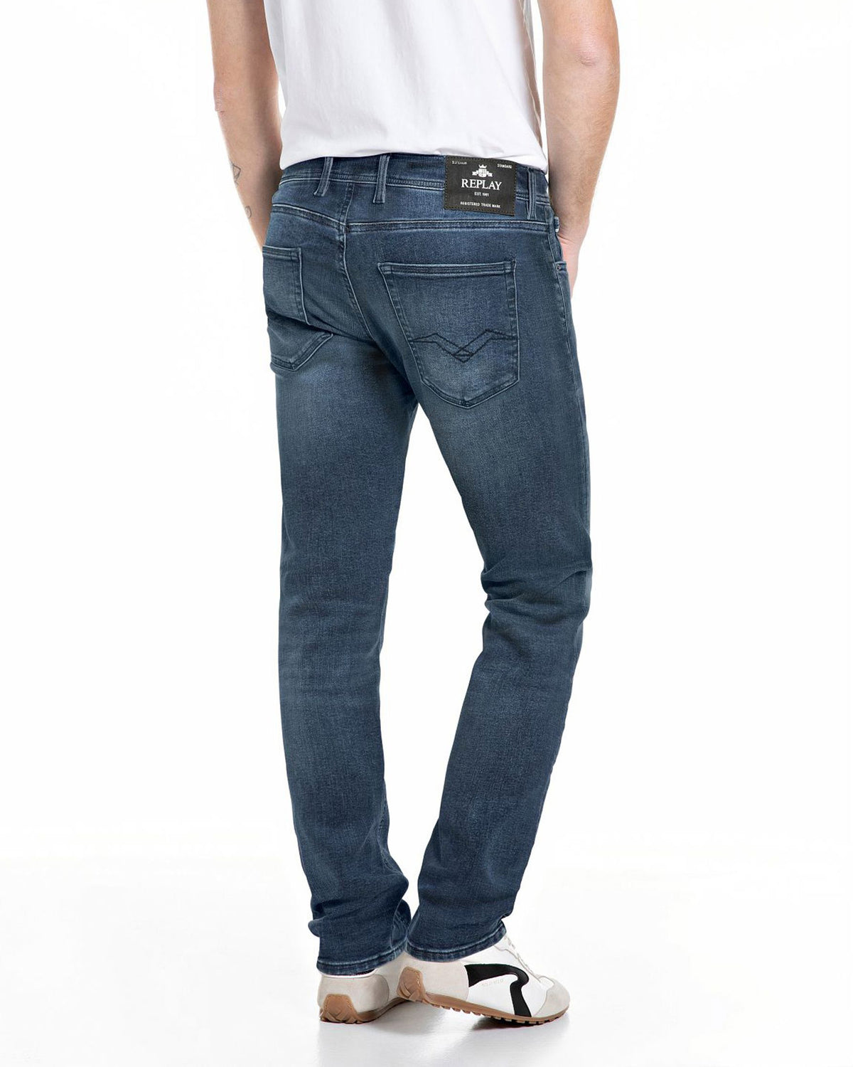 Replay Grover Straight Fit Mens Jeans - Medium Blue