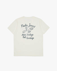 Nudie Jeans Roy NJCO Pin Tee - Chalk White | Nudie Jeans T Shirts | JEANSTORE