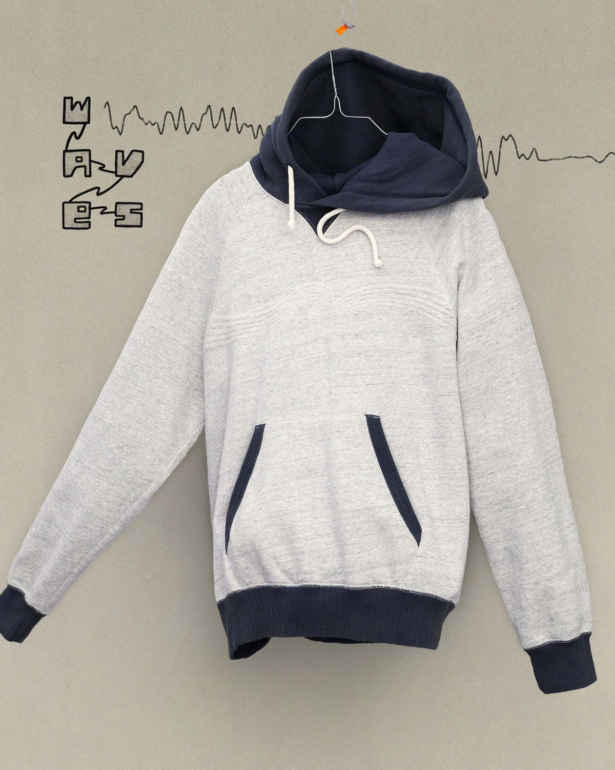 Nudie Jeans Gunde Hoodie Embo Wave - Grey Melange | Nudie Jeans Sweaters & Knitwear | Jeanstore