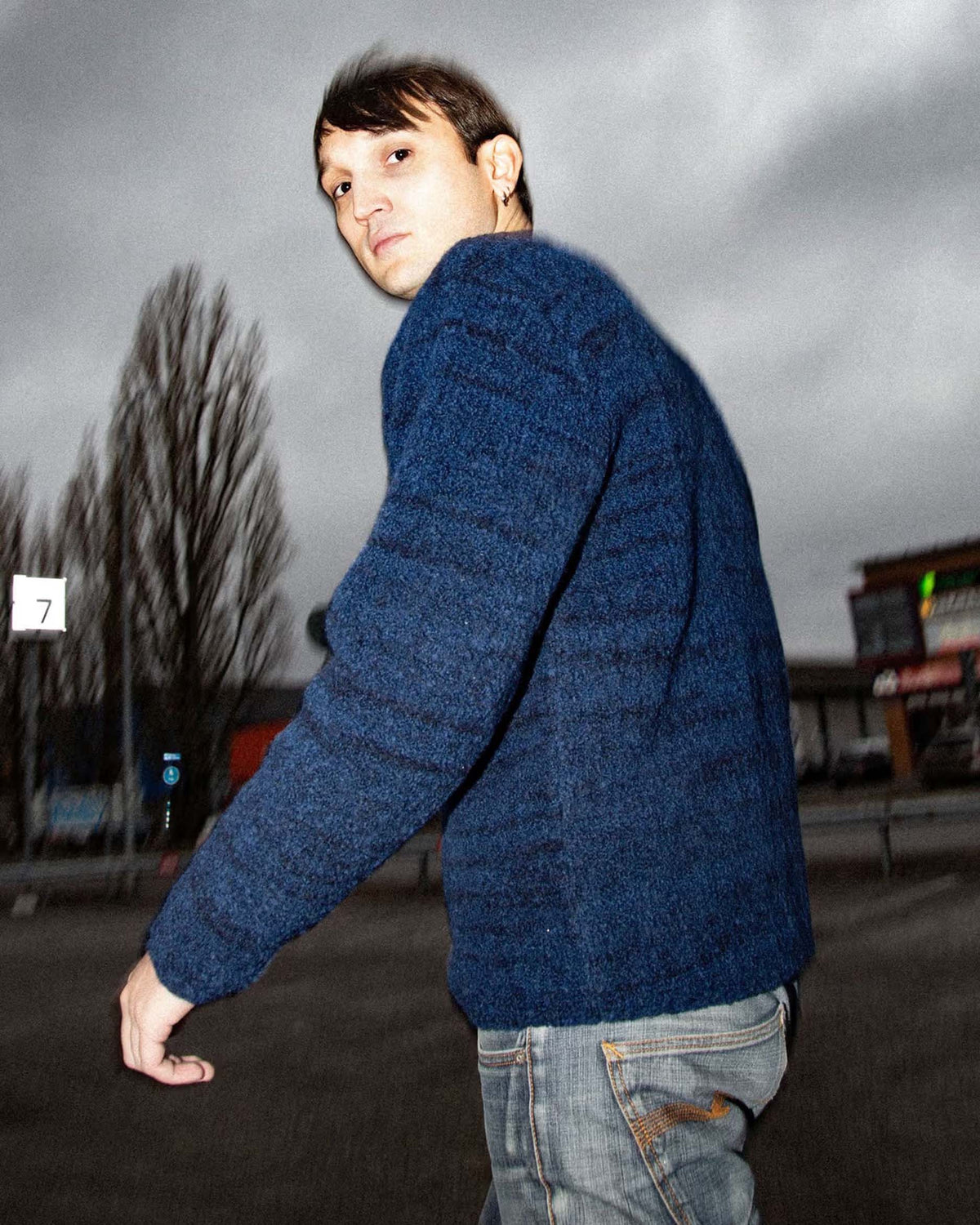 Nudie Jeans Gurra Boucle Sweater - Blue / Black