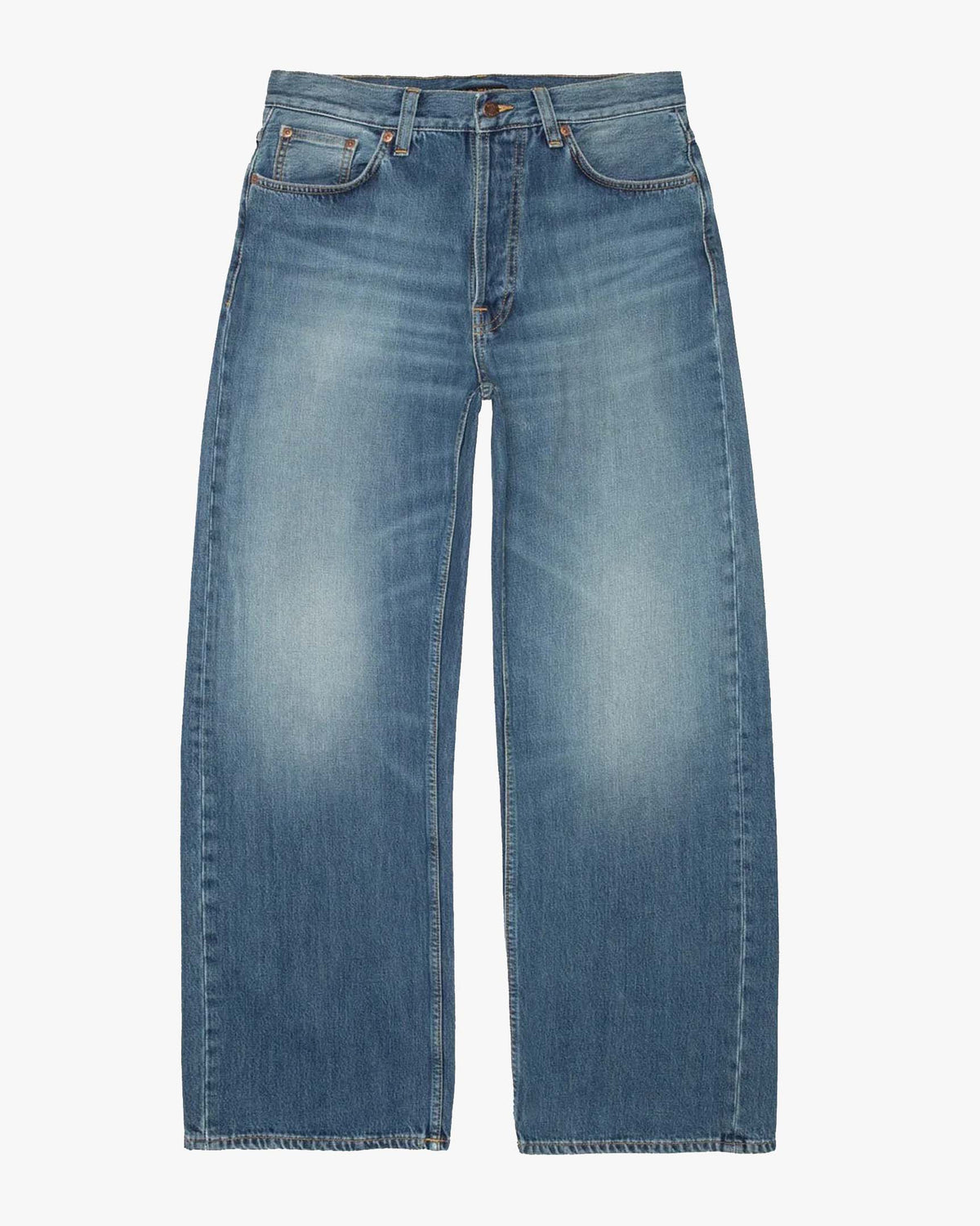 Nudie Loud Larry Loose Fit Wide Leg Mens Jeans - Gravel Stone