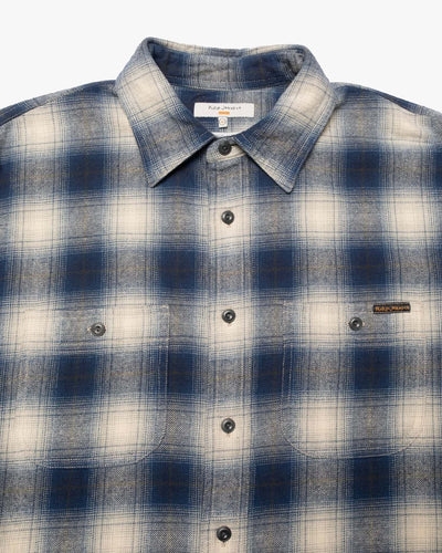 Nudie Jeans Julian Checked Worker Shirt - Blue | Nudie Jeans Shirts | Jeanstore