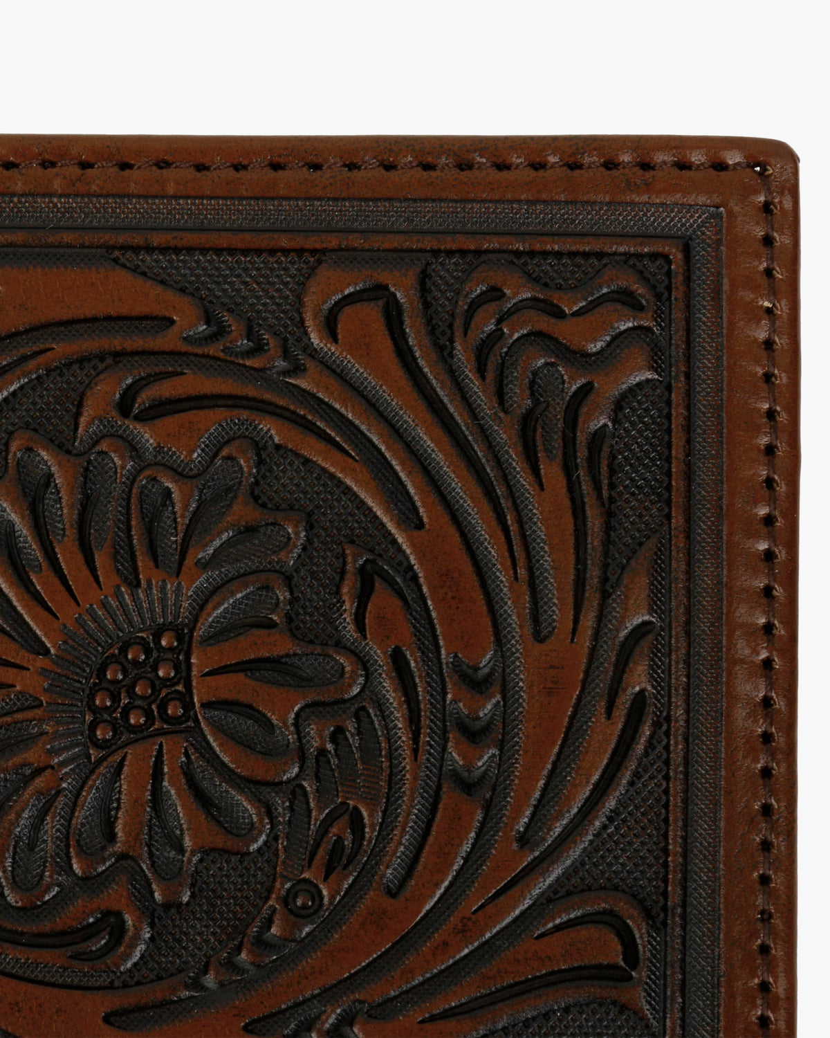 Stetson Tooled Leather Bi-Fold Wallet - Brown / Brass | Stetson Wallets & Key Fobs | JEANSTORE