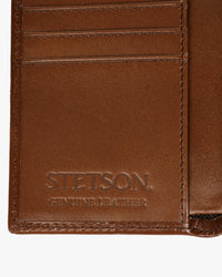 Stetson Tooled Leather Tri-Fold Wallet - Brown / Brass