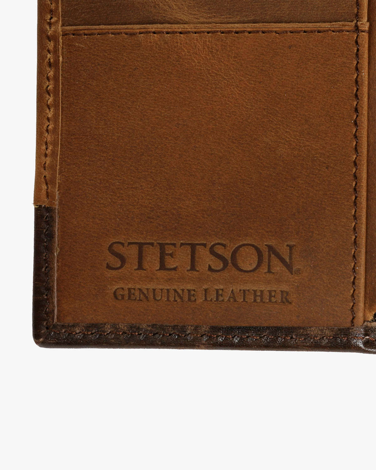 Stetson Hair-On-Hide Concho Leather Tri-Fold Wallet - Brown / Brass