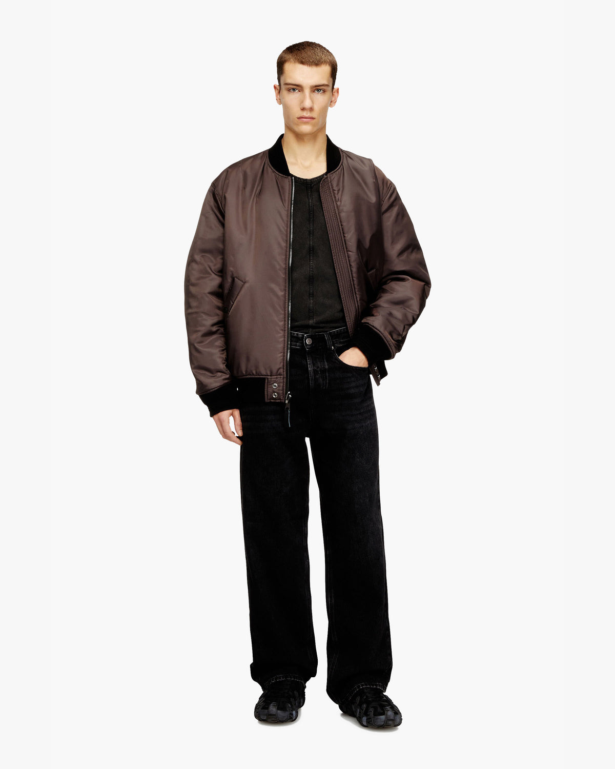 Diesel 2001 D-Macro Relaxed Wide Leg Mens Jeans - 09P09 / Black