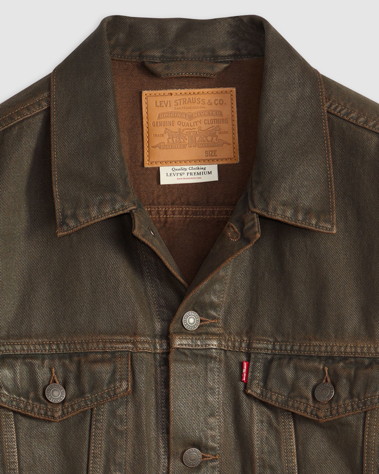 Levi's® Relaxed Fit Coated Trucker Jacket - Brown Wood