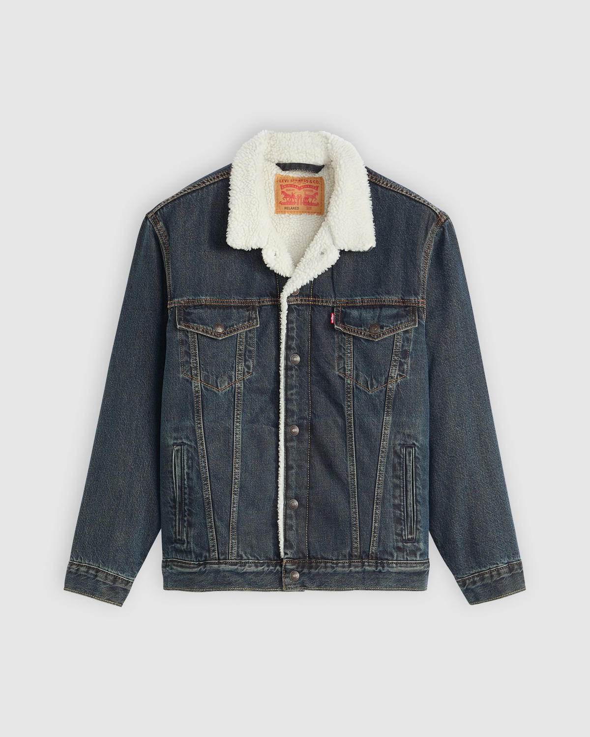 Levi's® Relaxed Fit Sherpa Trucker Jacket - Night Shadows | Levi's® Jackets & Coats | JEANSTORE