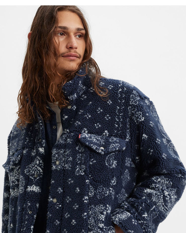 Levi's® New Relaxed Fit Sherpa Trucker Jacket - Blue Bandana Print