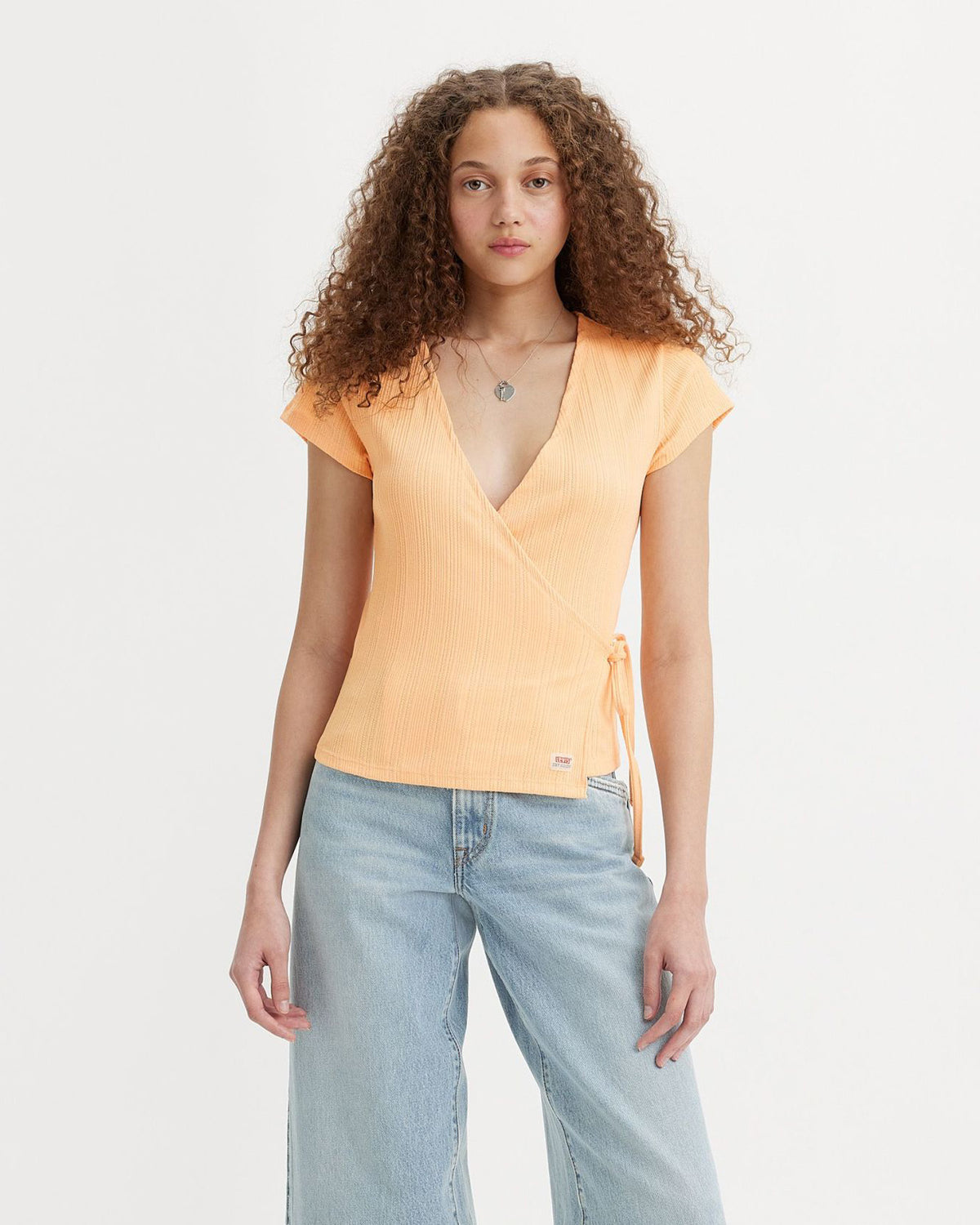Levi's® Womens Dry Goods Pointelle Wrap Tee - Almond Cream | Levi's® T Shirts | JEANSTORE