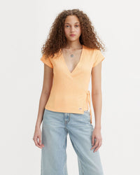 Levi's® Womens Dry Goods Pointelle Wrap Tee - Almond Cream | Levi's® T Shirts | JEANSTORE