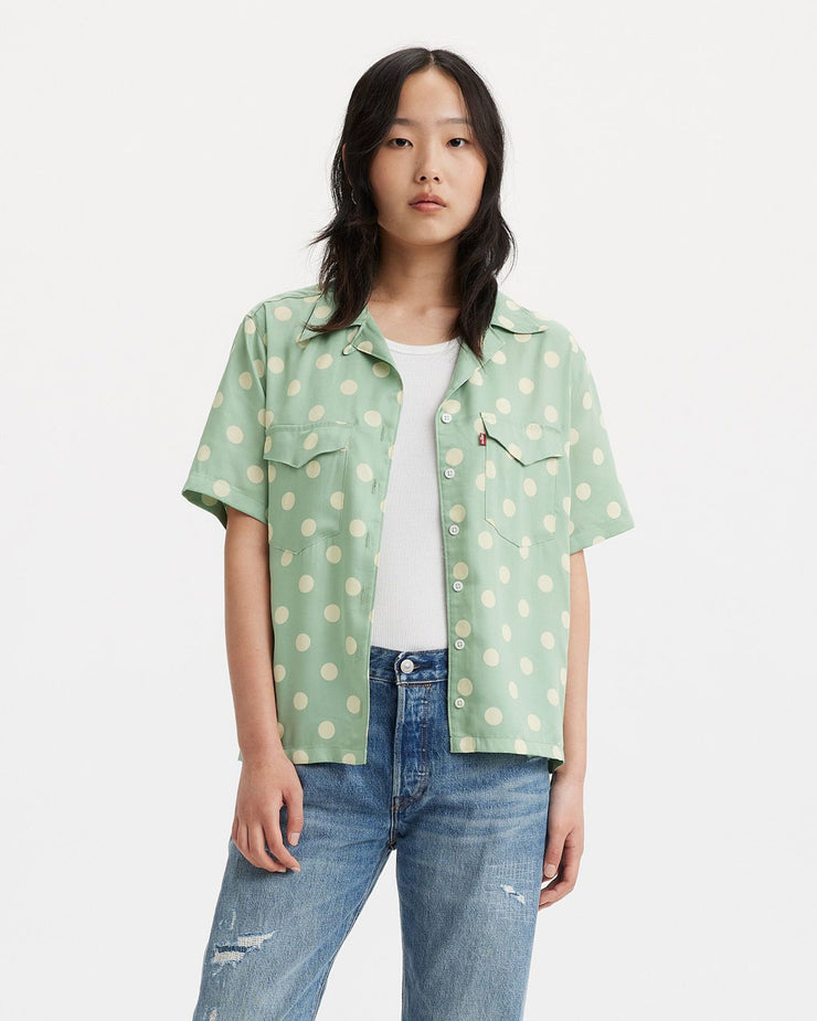 Levi's® Womens Ember S/S Bowling Shirt - Annie Dot Granite Green