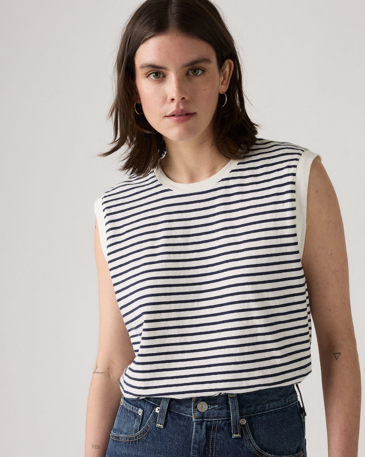 Levi's® Womens Boxy Tank Top - Emmi Stripe Peacoat Slub | Levi's® T Shirts | JEANSTORE