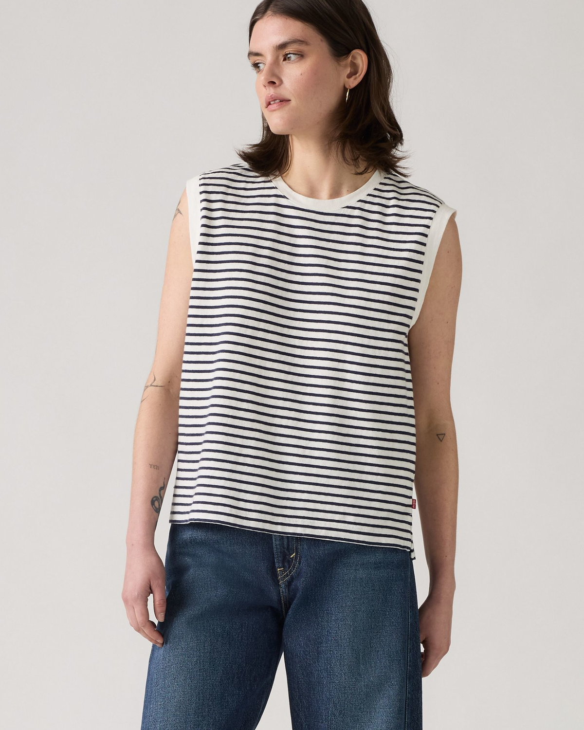 Levi's® Womens Boxy Tank Top - Emmi Stripe Peacoat Slub | Levi's® T Shirts | JEANSTORE