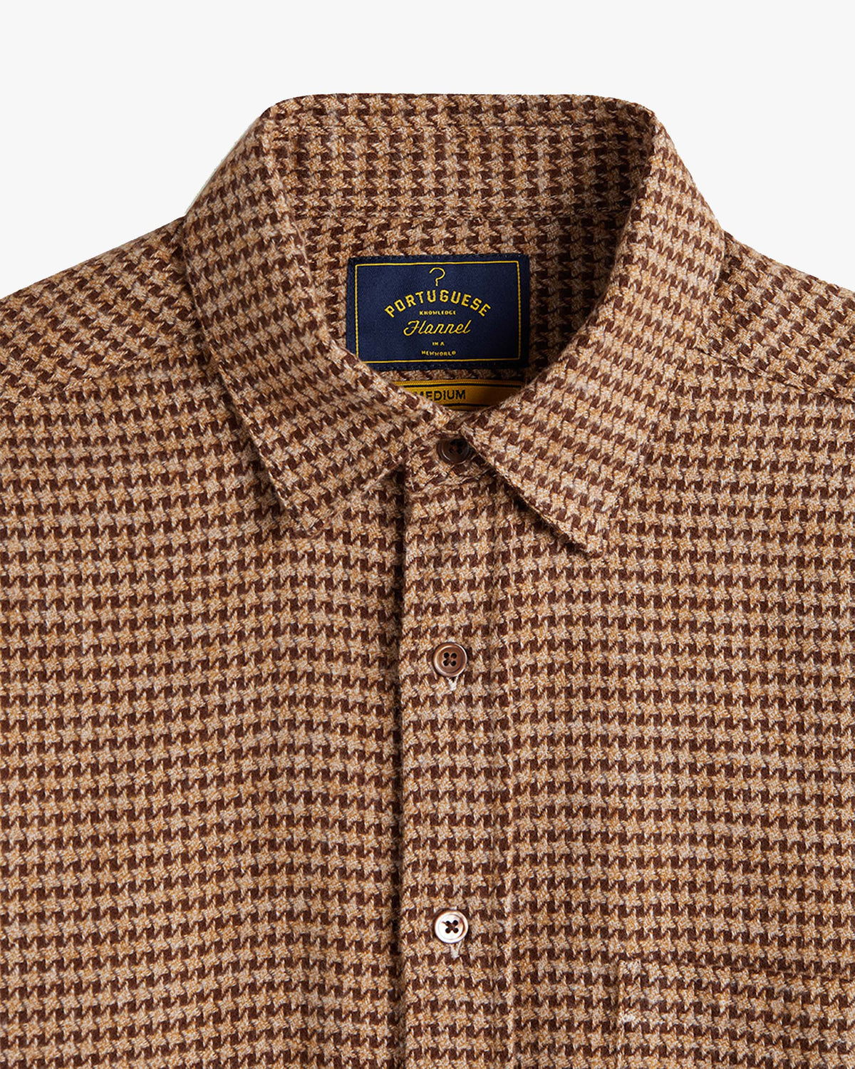 Portuguese Flannel Abstract Pied Poule Shirt - Brown