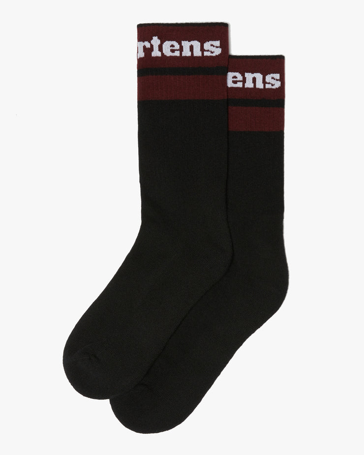 Dr Martens Athletic Logo Organic Cotton Blend Socks - Black / Cherry Red | Dr Martens Socks | JEANSTORE