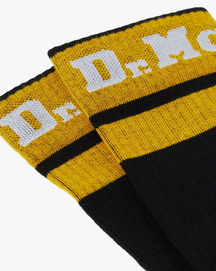 Dr Martens Athletic Logo Organic Cotton Blend Socks - Black / White / Yellow | Dr Martens Socks | JEANSTORE