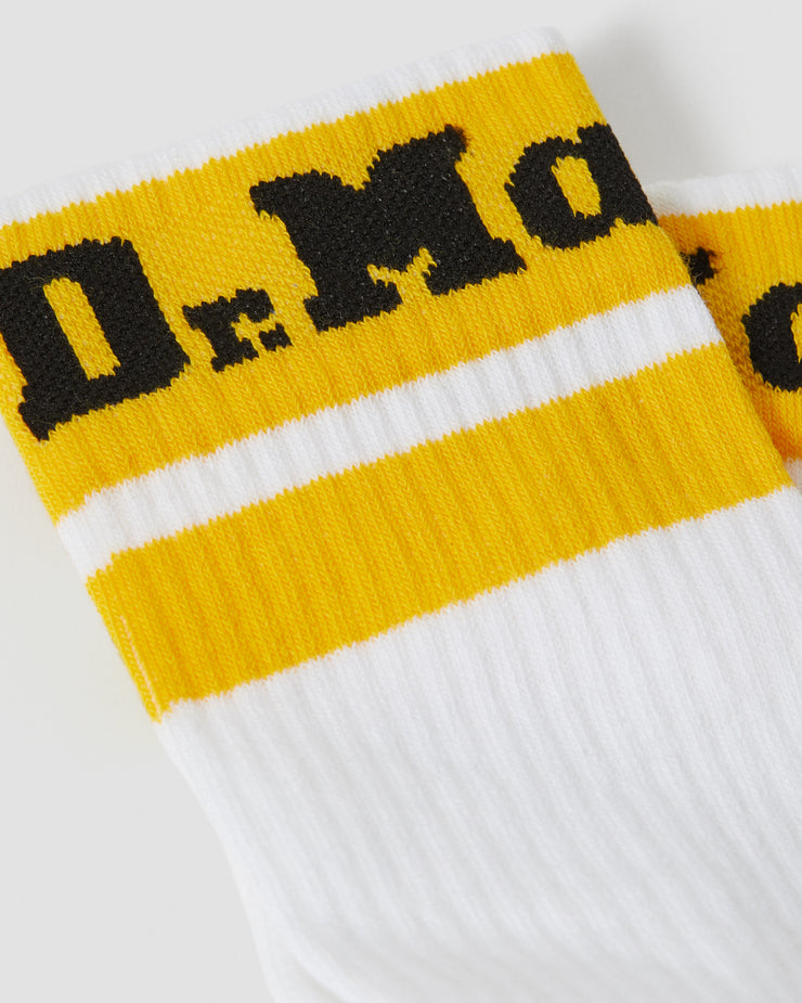 Dr Martens Athletic Logo Organic Cotton Blend Socks - White / Yellow