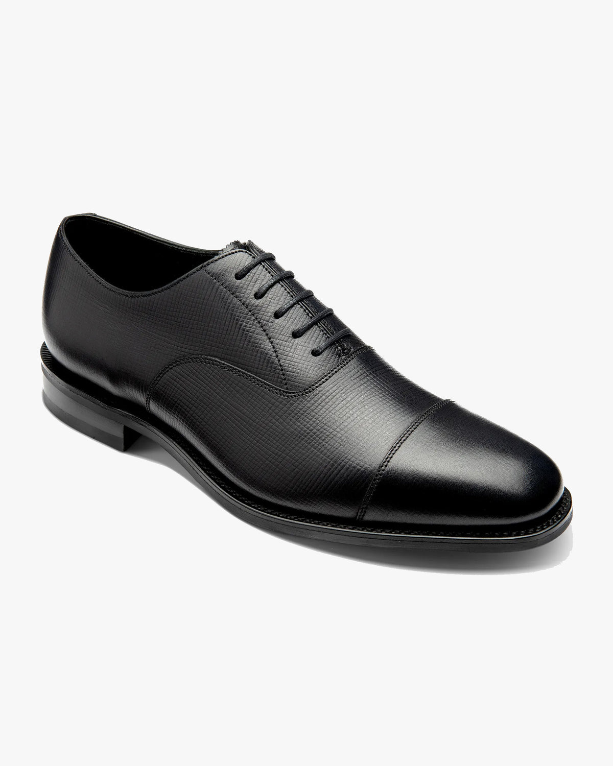 Loake 1880 Classic Aldwych Toe-Cap Oxford Shoe - Black Hatch Grain