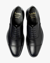 Loake 1880 Classic Aldwych Toe-Cap Oxford Shoe - Black Hatch Grain