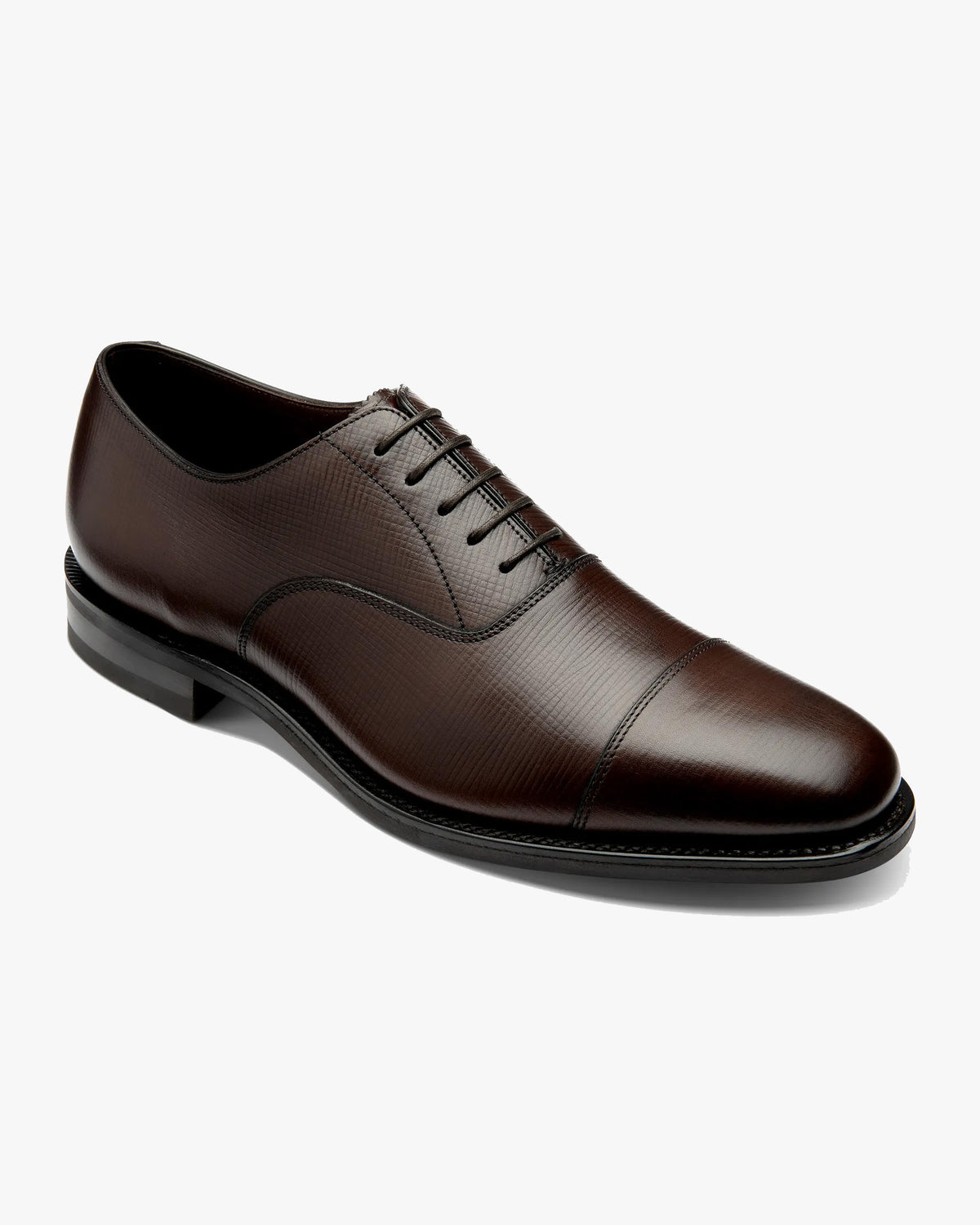 Loake 1880 Classic Aldwych Toe-Cap Oxford Shoe - Dark Brown Hatch Grain | Loake Shoemakers Shoes | JEANSTORE