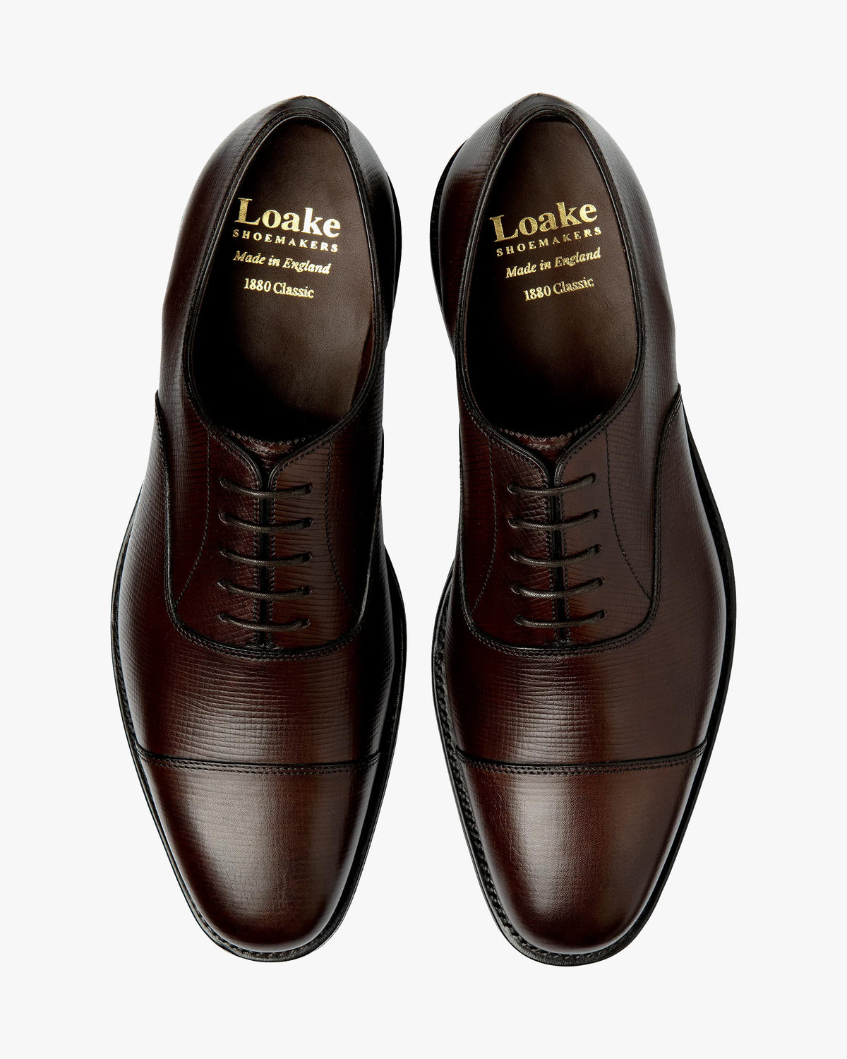 Loake 1880 Classic Aldwych Toe-Cap Oxford Shoe - Dark Brown Hatch Grain | Loake Shoemakers Shoes | JEANSTORE