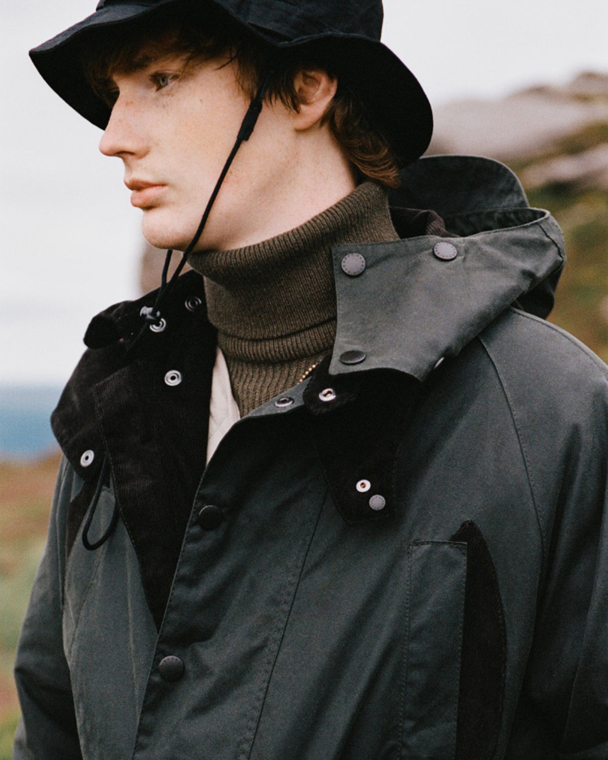 Barbour x Norbit Long Waxed Jacket - Sage | Barbour Jackets & Coats | Jeanstore