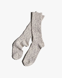 anonymous ism lightweight slub crew socks medium grey single sock flat lay