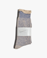 Anonymous Ism Hemp Thick Pile Crew Socks - Navy Melange