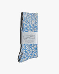 anonymous ism lightweight slub crew socks blue single sock flat lay
