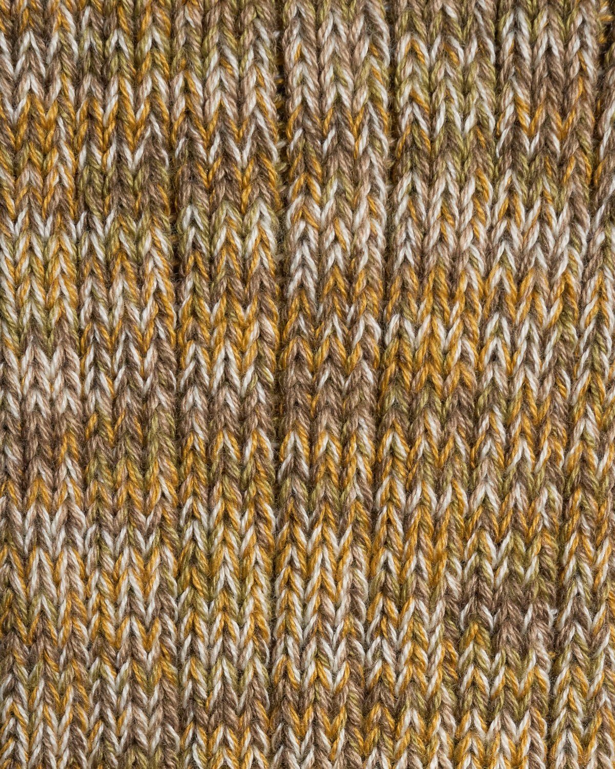 anonymous ism khaki 5 colour mix crew socks up close showing textured knit material / fabric