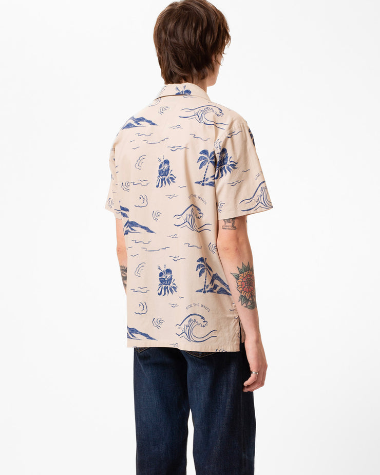 Nudie Jeans Arvid Waves Hawaii Shirt - Ecru