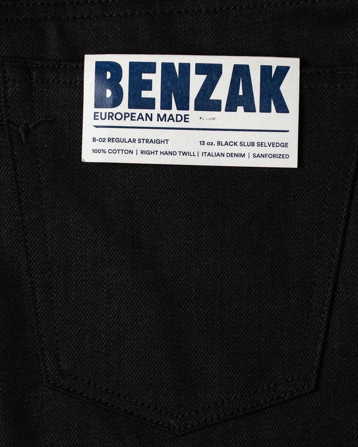 Benzak Denim Developers B-02 Regular Straight Mens Jeans - 13oz Black Slub Selvedge